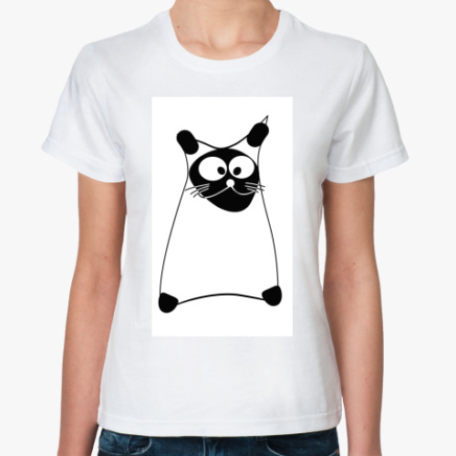 Классическая футболка с принтом  Кошка