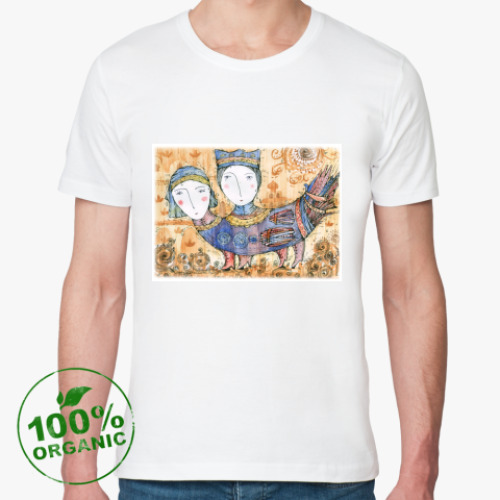 Футболка из органик-хлопка с принтом Птица Мифическая