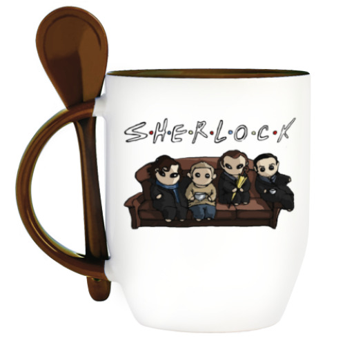 Кружка с ложкой с принтом Sherlock