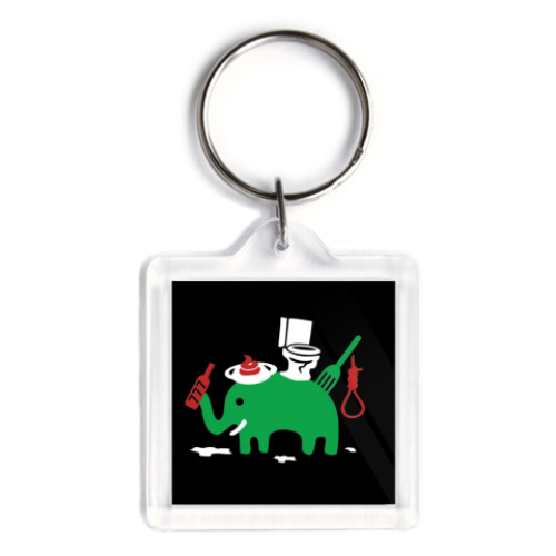 Брелок с принтом  Зеленый Слоник