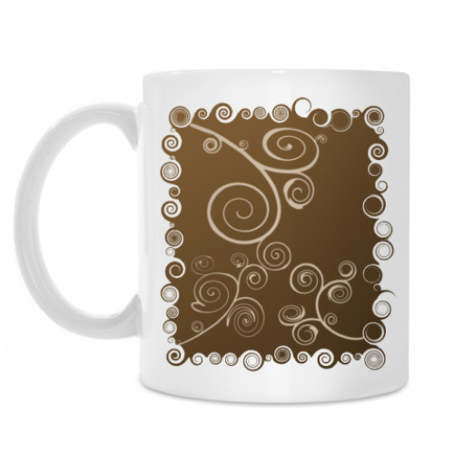 Кружка с принтом Кофейные завитки
