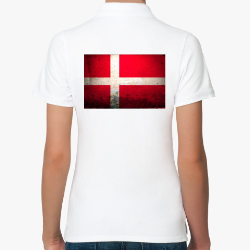 Женская рубашка поло (печать) с принтом  'Датский флаг'