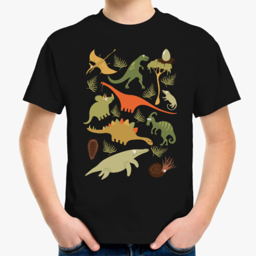 Детская футболка с принтом Динозаврики