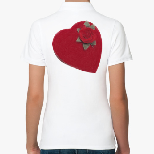Женская рубашка поло (печать) с принтом Heart&Rose