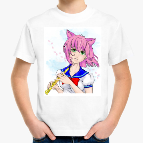 Детская футболка с принтом Неко