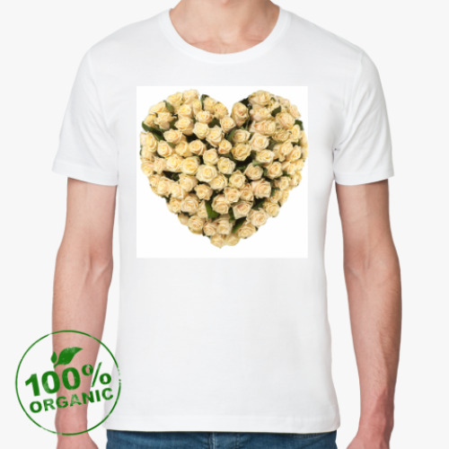 Футболка из органик-хлопка с принтом Сердце из роз