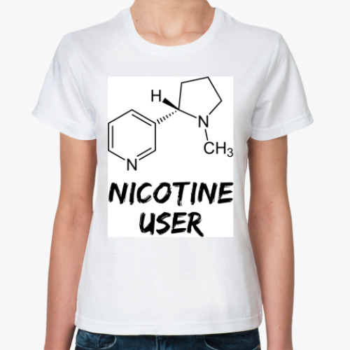 Классическая футболка с принтом Nicotine User