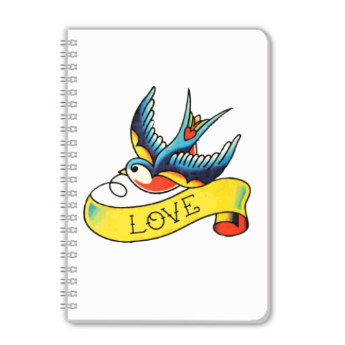 Тетрадь с принтом Ласточка