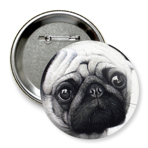 Значок 75мм с принтом  Мопс