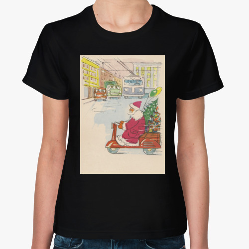 Женская футболка с принтом Советская Новогодняя Открытка