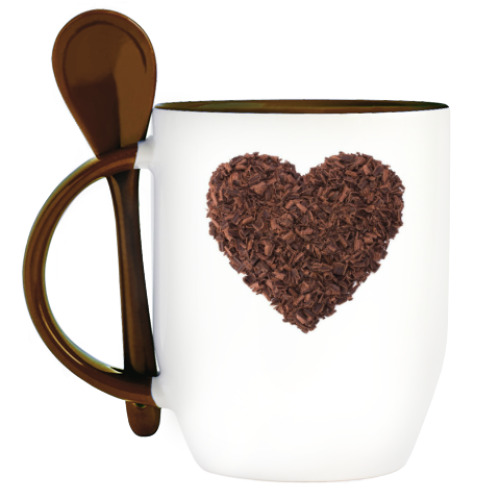 Кружка с ложкой с принтом Love