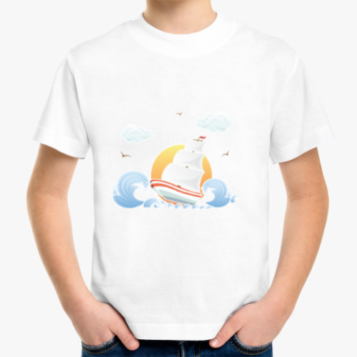 Детская футболка с принтом Корабль мечты