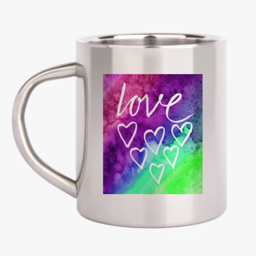 Кружка металлическая с принтом Love
