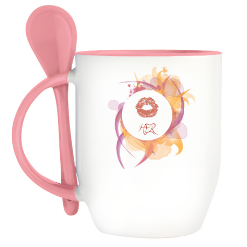 Кружка с ложкой с принтом для нее