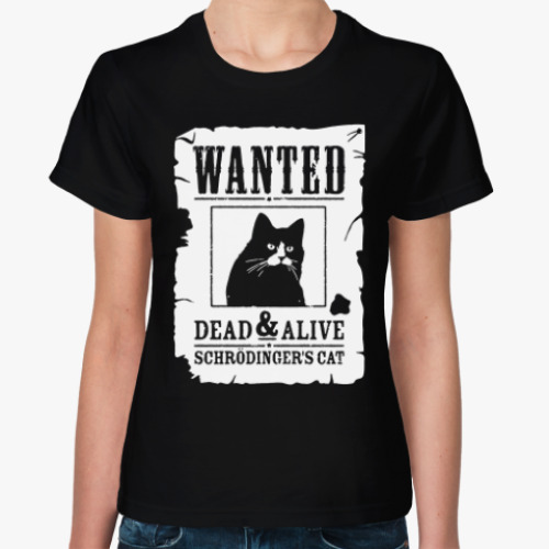 Женская футболка с принтом Кот Шрёдингера
