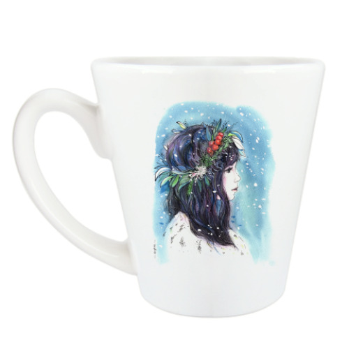 Чашка Латте с принтом Девочка зима