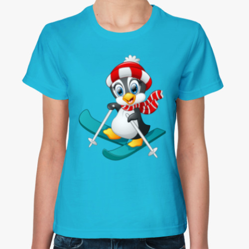 Женская футболка с принтом Winter Pinguin