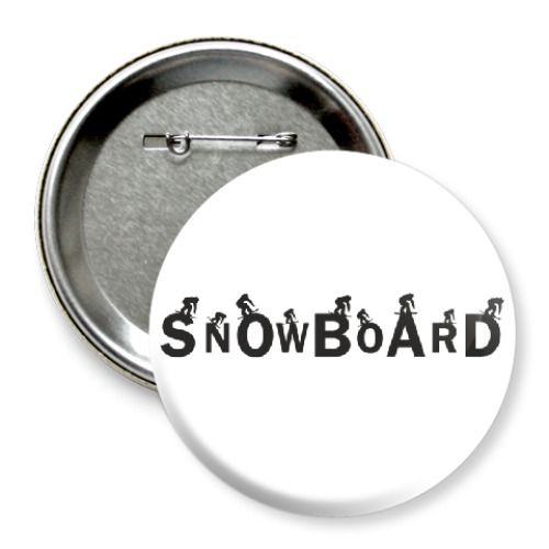 Значок 75мм с принтом Snowboard