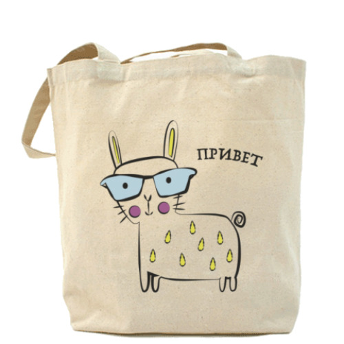 Сумка шоппер с принтом Привет