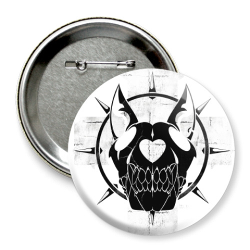 Значок 75мм с принтом Dog skull