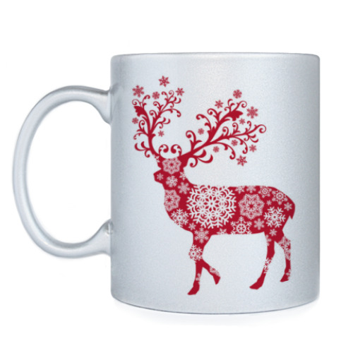 Кружка с принтом Новогодний олень