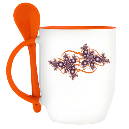 Кружка с ложкой с принтом Абстракция