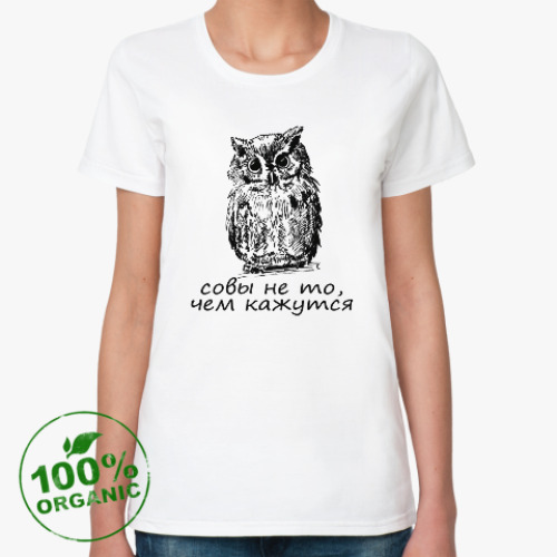 Женская футболка из органик-хлопка с принтом Сова