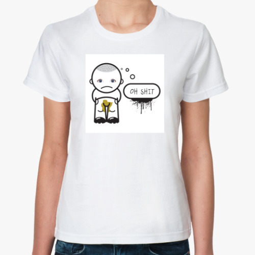 Классическая футболка с принтом  OH SHIT