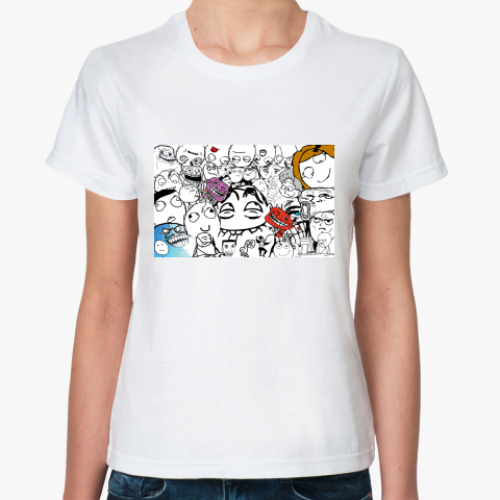 Классическая футболка с принтом Forever alone