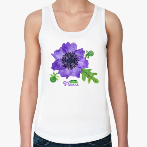 Женская майка с принтом I love flowers, анемона