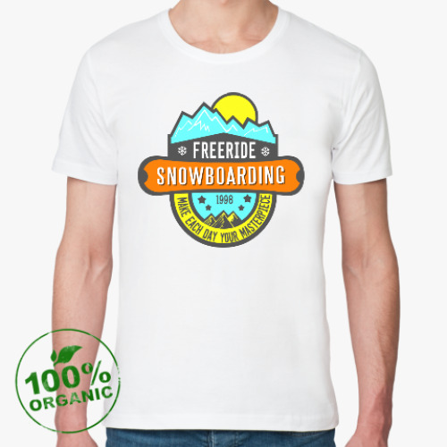 Футболка из органик-хлопка с принтом Snowboarding Сноуборд