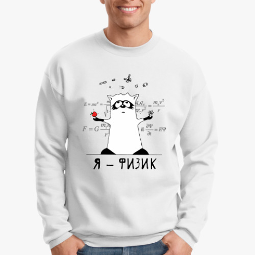 Свитшот с принтом Енот 'Я - физик'