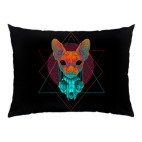 Подушка 47x35 см с цветной обратной стороной Nightmare Sphynx cat &amp; skull