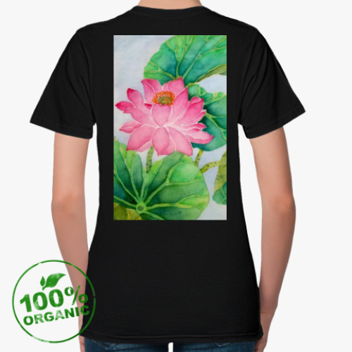 Женская футболка из органик-хлопка с принтом Лотосы