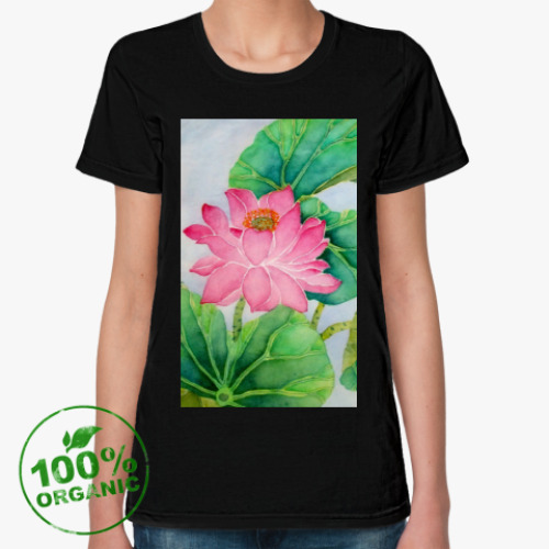 Женская футболка из органик-хлопка с принтом Лотосы