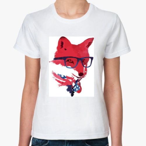 Классическая футболка с принтом Red American Fox