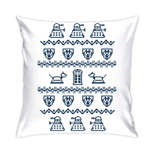 Подушка с принтом Доктор Кто орнамент