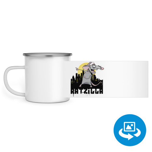 Эмалированная кружка (круговая запечатка) с принтом Крыса 2020 Ratzilla