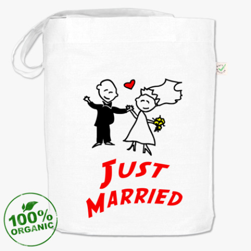 Сумка шоппер с принтом Just Married (для молодоженов)