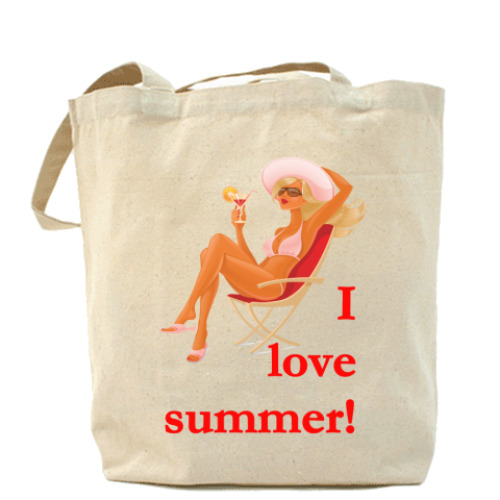 Сумка шоппер с принтом I love summer (Я люблю лето)