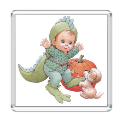 Магнит с принтом Маленький дракоша-halloween