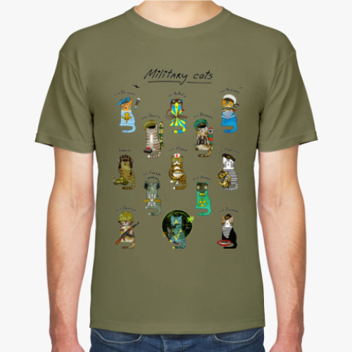 Футболка с принтом Коты-военные. Моряк, танкист.