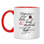 Двухцветная кружка Keep your heels, head and standards high