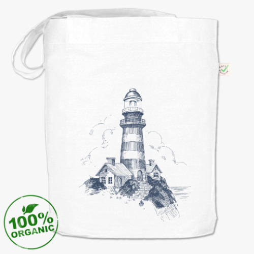 Сумка шоппер с принтом Море винтаж маяк