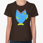 Классическая женская футболка Зубастая рыба