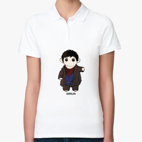 Женская рубашка поло (печать) с принтом Merlin ( Colin Morgan )