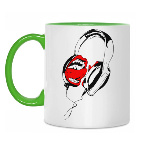 Кружка с принтом Живые стереонаушники