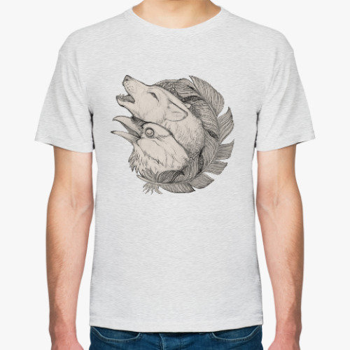 Футболка с принтом Волк и ворон