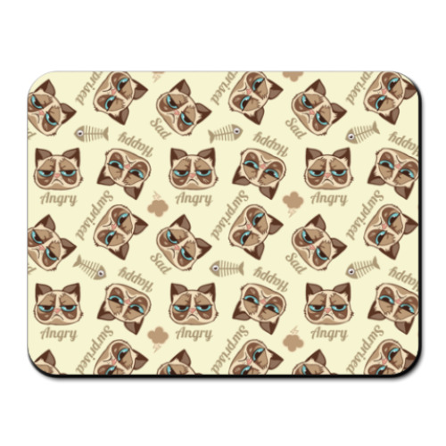 Коврик для мыши с принтом Угрюмый кот Тард - Grumpy Cat