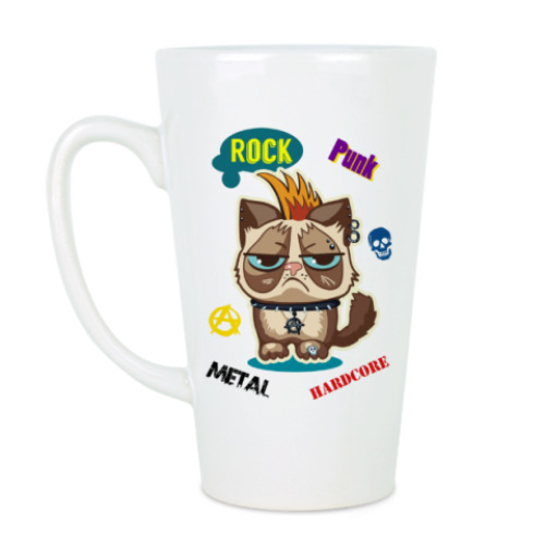 Чашка Латте с принтом Кот Тард (Grumpy Cat) неформал